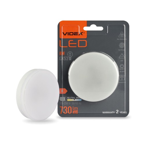 LED-pære 8W GX53 - nøytral hvit, 230V, 730lm