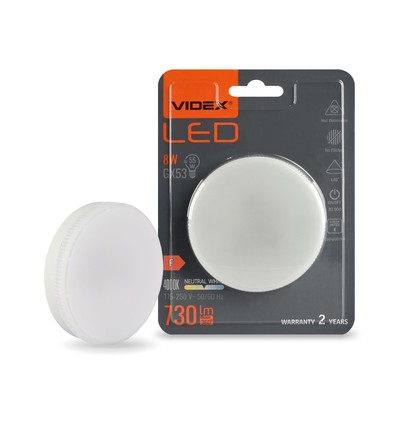 LED-pære 8W GX53 - nøytral hvit, 230V, 730lm