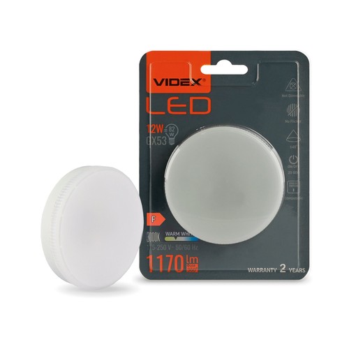 LED-pære 12W GX53 - varm hvit, 230V, 1170lm, 12W forbruk