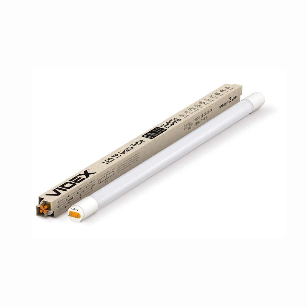 120 cm T8 glassrør 18W - LED, kald hvit, 230V, 2000 lm, forbruk 18W - Kulør : Kald