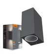GU10 dobbel fasade vegglampe - IP54 utendørs, grå, opp/ned lys, aluminium, uten lyskilde