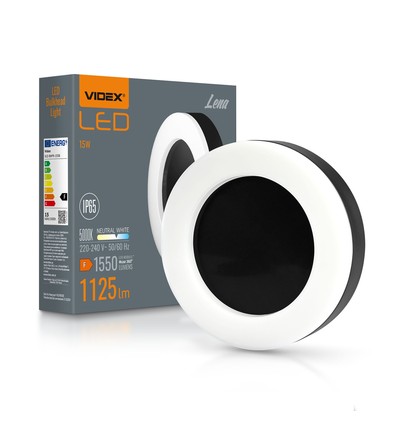 Lena vegglampe 15W - LED, svart, nøytral hvit, 230V, 1550lm, forbruk 15W