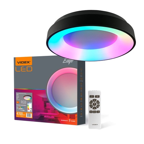 Edge pendellampe 72W - LED, dimbar, med fjernkontroll, RGB, svart, spenning: 230V, lysstyrke: 7500, forbruk: 72