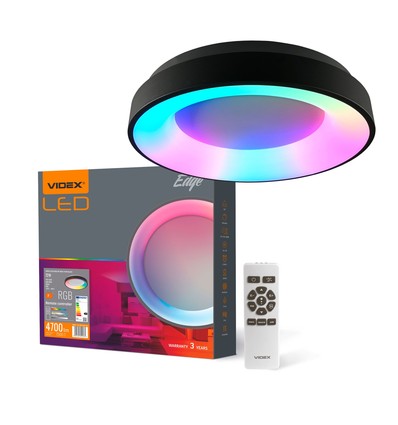 72W LED taklampe, dimbar - RGB+CCT, sort, 450x450mm, inkl. fjernkontroll og minnefunksjon