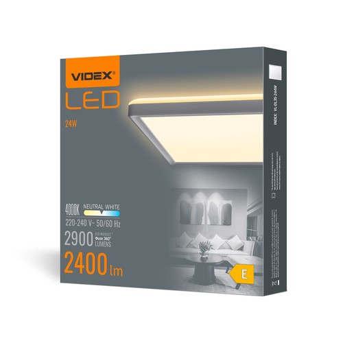 LED taklampe 24W - Firkantet, hvit, nøytral, Spenning: 230V, Lysstyrke: 2900, Forbruk: 22