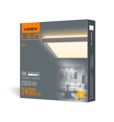 LED taklampe 24W - Firkantet, hvit, nøytral, Spenning: 230V, Lysstyrke: 2900, Forbruk: 22