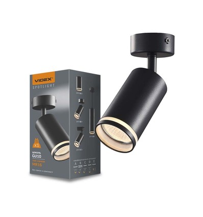 GU10 takspot - Roterbar, utenpåliggende, sort, uten lyskilde