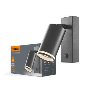 Kent spotlampe GU10 - veggmontert, svart, 230V, maks 30W