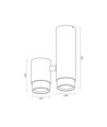 Ariza takspotlampe GU10 - 2x, hvit, 230V, maks 2x30W