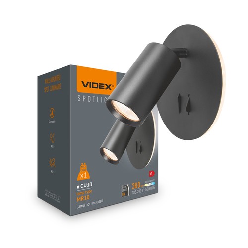 Veggfeste spotlampe - spenning: 230V, lysstyrke: 380, forbruk: 5W (baklys) + maks 30