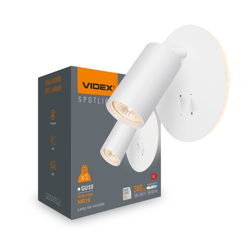 Veggfeste spotlampe - spenning: 230V, lysstyrke: 380, forbruk: 5W (Baklys) + maks 30