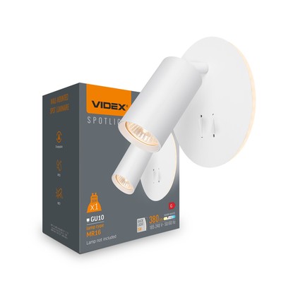 Spotlampe - veggfeste, spenning: 230V, lysstyrke: 380, forbruk: 5W (baklys) + maks 30