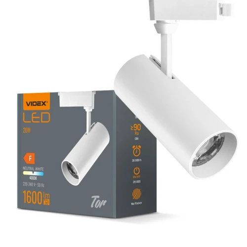Tor skinnespot RA90 - 20W, hvit, 1-faset, 1F2W