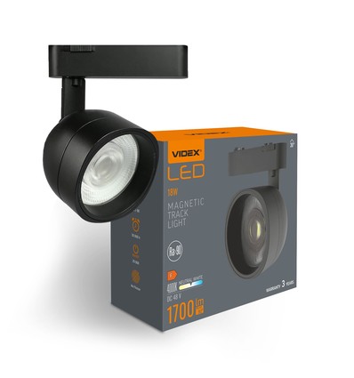 LED-lys - til magnetisk slankt skinnesystem, svart, lysstyrke 1700, forbruk 18