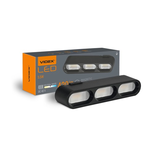 LED-lys - Magnetisk slankt skinnesystem, svart, lysstyrke 420 lm, forbruk 5,5W