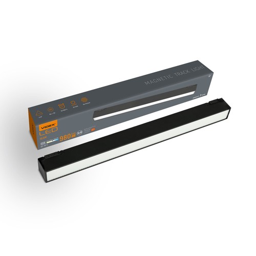 LED-lys - Magnetisk slankt skinnesystem, svart, lysstyrke 980 lm, forbruk 10,5W