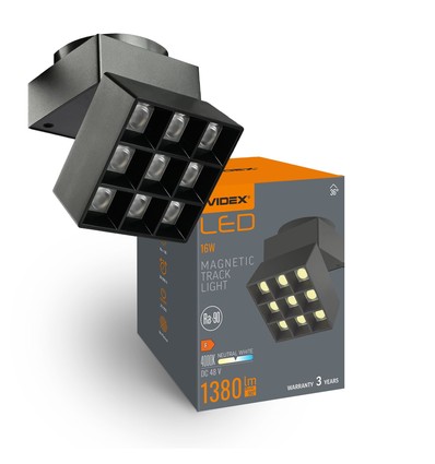 LED-lys - til magnetisk slank skinne system, svart, lysstyrke: 1380, forbruk: 16