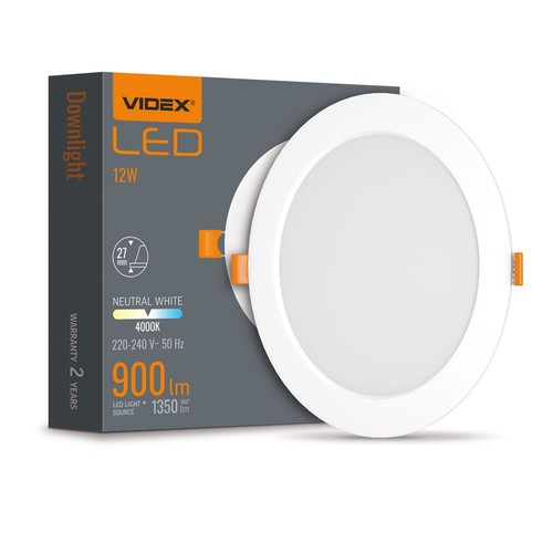 LED downlight 12W - rund, nøytral hvit, 230V, 1350lm