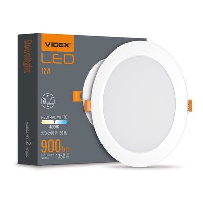 LED downlight 12W - rund, nøytral hvit, 230V, 1350lm