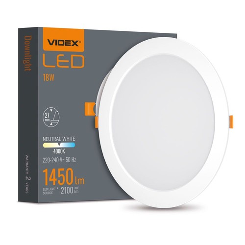 LED downlight 18W - rund, nøytral hvit, 230V, 2100lm