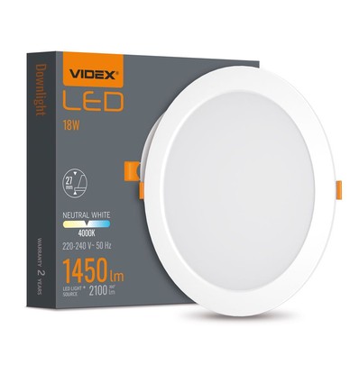 LED downlight 18W - rund, nøytral hvit, 230V, 2100lm