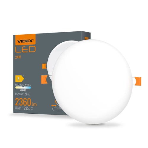 LED innbyggingsspot 24W - rund, nøytral hvit, 230V, lysstyrke 2950, forbruk 24