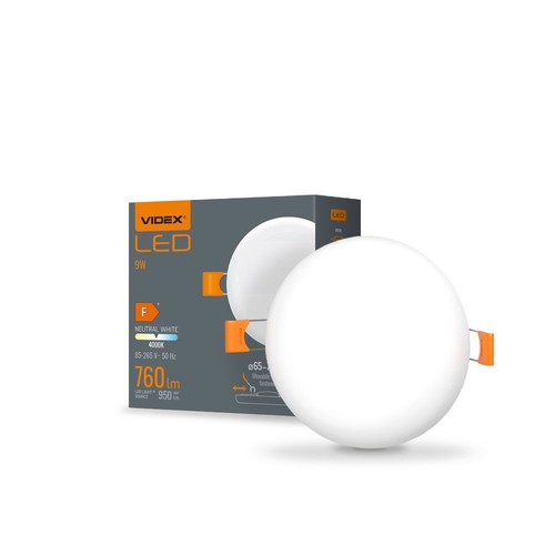 LED innbyggingsspot 9W - rund, nøytral hvit, 230V, 950lm