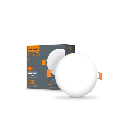 LED innbyggingsspot 9W - rund, nøytral hvit, 230V, 950lm