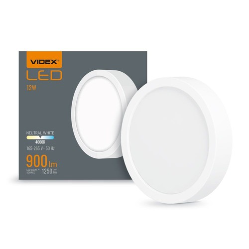 LED taklampe 12W - Rund, nøytral hvit, spenning: 230V, lysstyrke: 1250, forbruk: 12