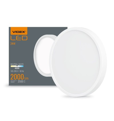 LED taklampe 24W - Rund, nøytral hvit