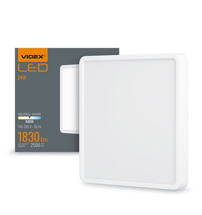 24W LED taklampe - Firkantet, nøytral hvit, 230V