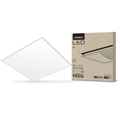 60x60 LED panel, 40W - 110lm/W, 4000K, flicker free, IP20 innendørs