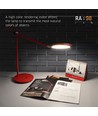20W LED bordlampe - Rød, sensor og touchstyring, dimbar, 1450lm, RA 98, 4100K, 230V