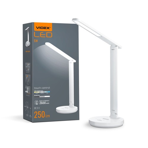 LED oppladbar bordlampe - hvit, forbruk: 5