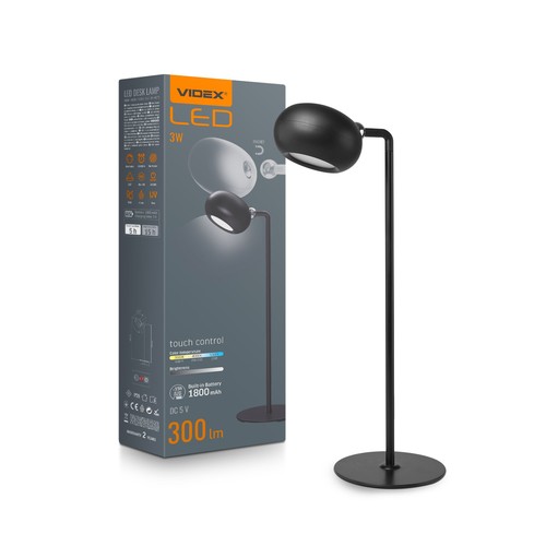 LED oppladbar bordlampe - svart, forbruk: 3