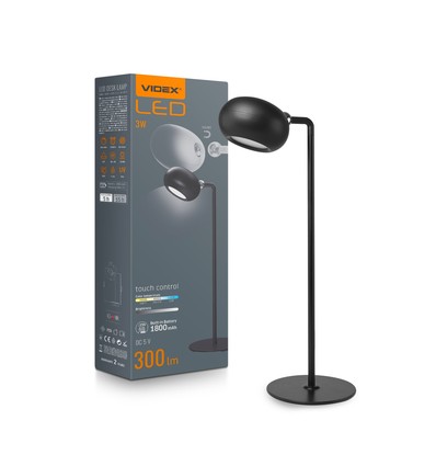 3W LED bordlampe, sort - Oppladbar, dimbar, CCT, USB-C, opptil 15 timers batteri