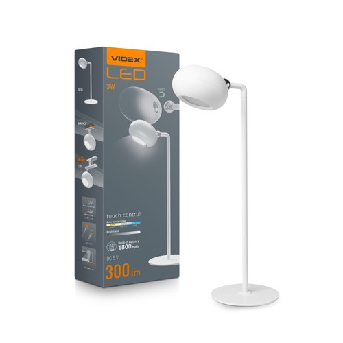3W oppladbar LED skrivebordslampe - 300lm, 3-trinns dimbar, CCT, USB-C, inkl. magnetisk fot