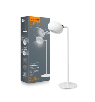 3W oppladbar LED skrivebordslampe - 300lm, 3-trinns dimbar, CCT, USB-C, inkl. magnetisk fot