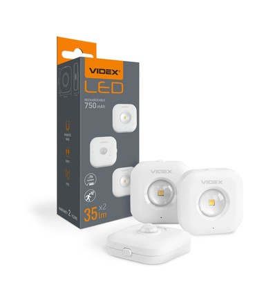 2 stk. oppladbare LED nattlys med sensor, 0,5W - PIR bevegelsessensor, 3 lysfarger, USB-C, magnetisk montering, innendørs