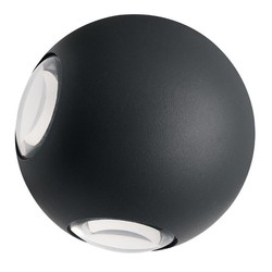 Vegglamper LED-POL 9W LED grå vegglampe - Rund, IP54 utendørs, 230V, inkl. lyskilde