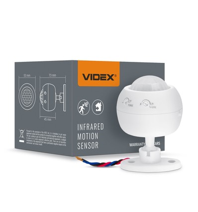 Infrarød bevegelsessensor - 360 grader, 1200W, IP20 innendørs, rekkevidde opp til 8m