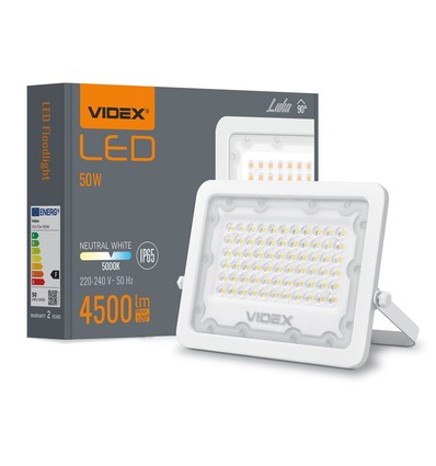 50W LED lyskaster med sensor - 4500lm, IP65, PIR bevegelsessensor, utendørs, hvit/grå