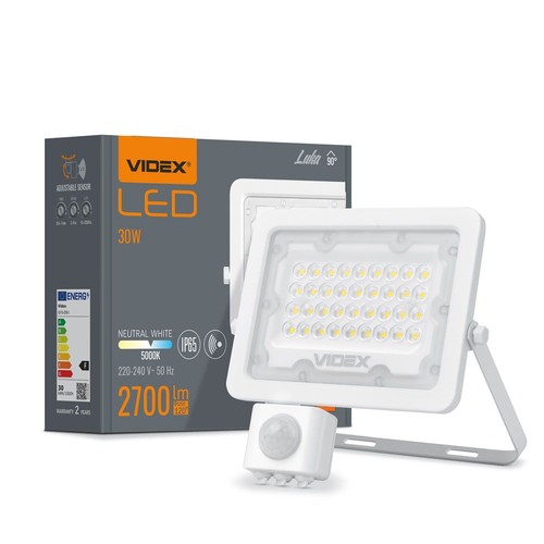 Luca Flood 30W - LED-strålelys, PIR, nøytral hvit, 230V, 2700lm, forbruk 30W