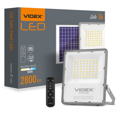 Gelio projektør 100W - LED, solcelle, flood, nøytral hvit, lysstyrke: 2800