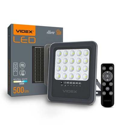 Flood projektør - LED solcelle, Hors, 500, nøytral hvit