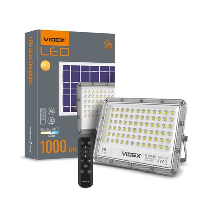 50W Solara LED lyskaster med solcelle - 1000lm, IP65, 5000K, grå, inkl. fjernkontroll og solcellepanel