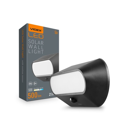 LED-vegglampe - solcelle, bevegelsessensor, 5000K