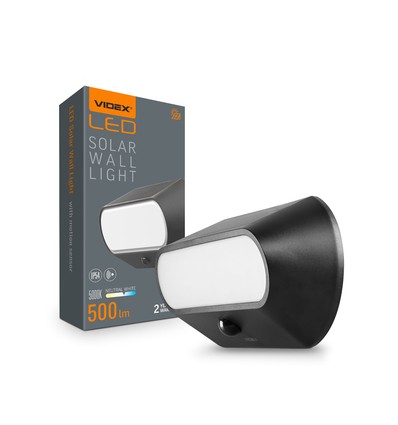 LED-vegglampe - solcelle, bevegelsessensor, 5000K
