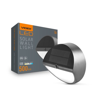 LEDlife 500lm solcelle vegglampe med sensor - IP54, 5000K, sort, 220x220mm, bevegelsessensor