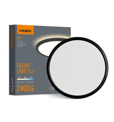 Taklampe 22W - CCT justerbar, 220V, svart, LED, dekorativ bakbelysning